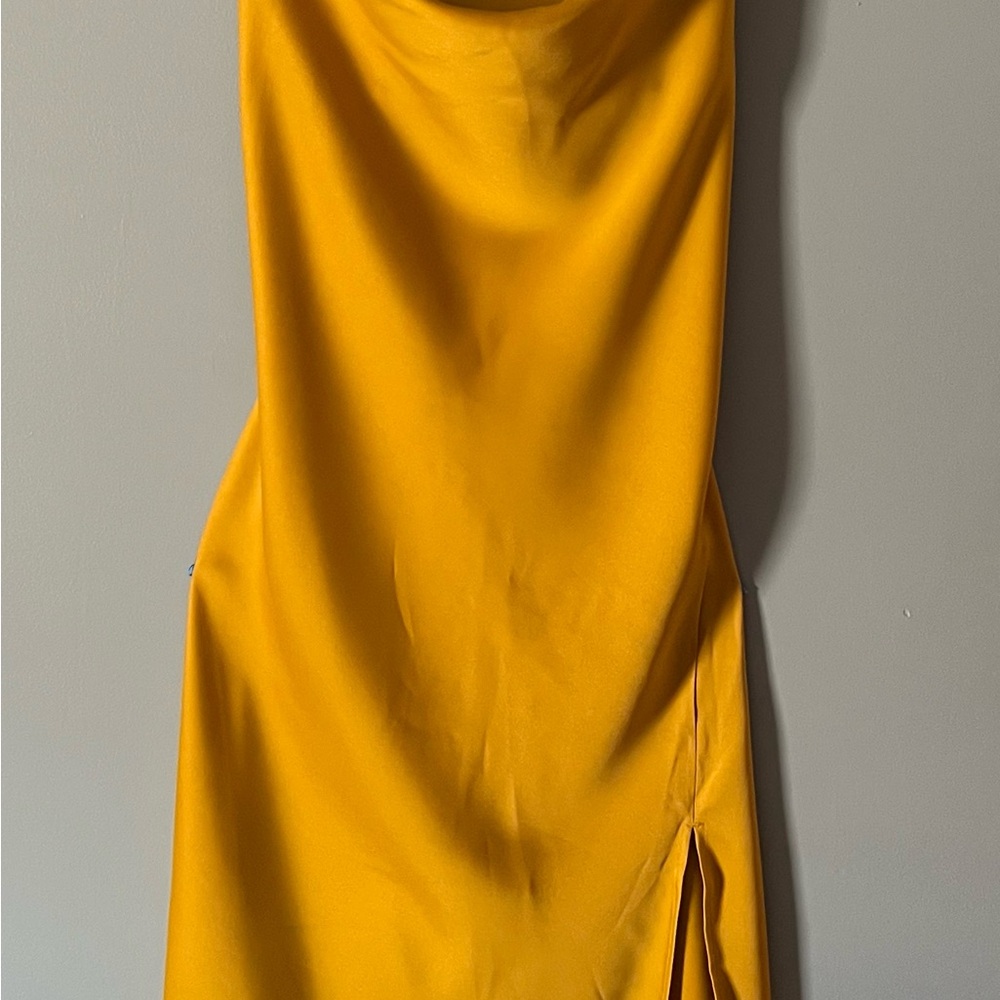 Banana Republic Yellow Sheath Maxi Dress Cowl Neck Sleeveless